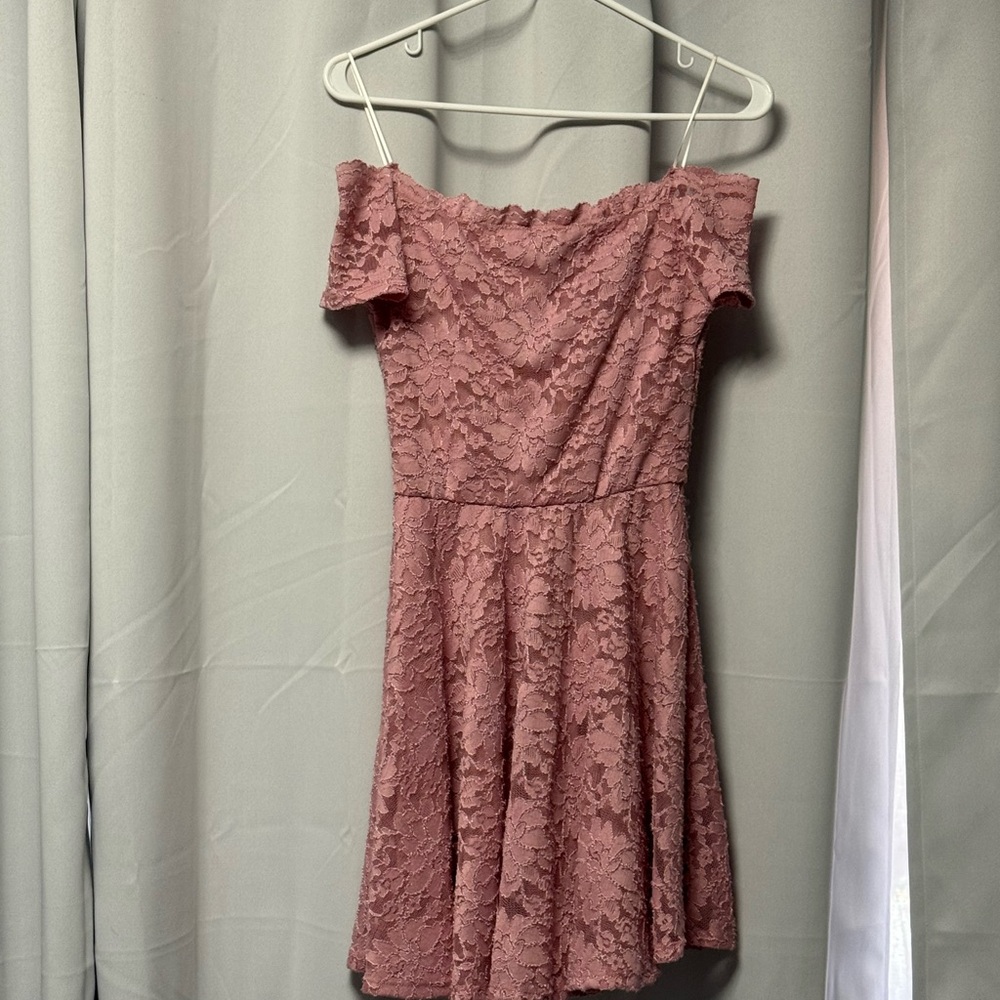 Windsor Pink Off-Shoulder Flutter Sleeve Mini Dress